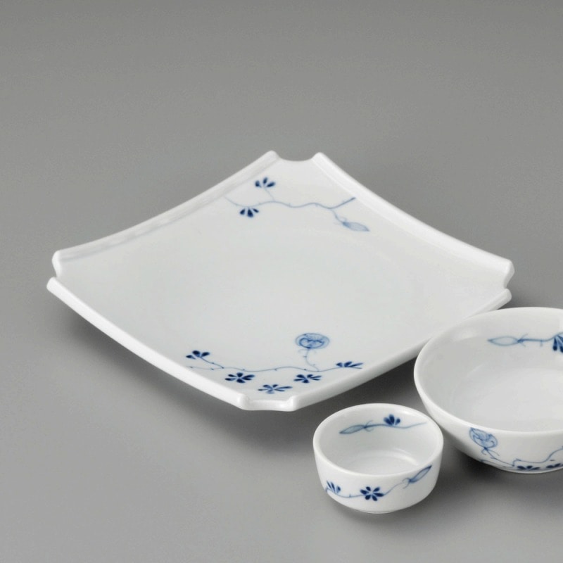 金正陶器 染付 花絵正角 天皿 1個(ご注文単位1個)【直送品】