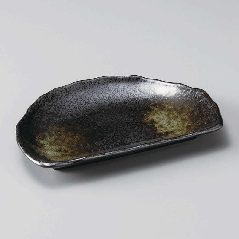 金正陶器 天目白吹半月皿 1個(ご注文単位1個)【直送品】