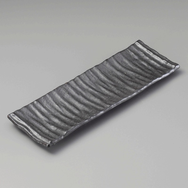 金正陶器 いぶし黒長皿 1個（ご注文単位1個）【直送品】