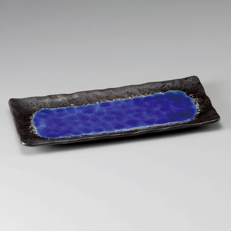 金正陶器 深海(ﾌﾞﾙｰ)さんま皿 1個（ご注文単位1個）【直送品】