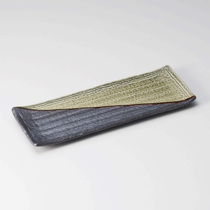 金正陶器 織部ぬり分け長皿 1個(ご注文単位1個)【直送品】