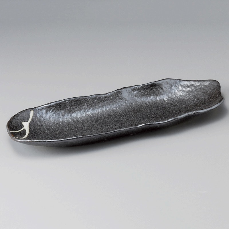 金正陶器 黒マット一珍岩肌長皿 1個(ご注文単位1個)【直送品】