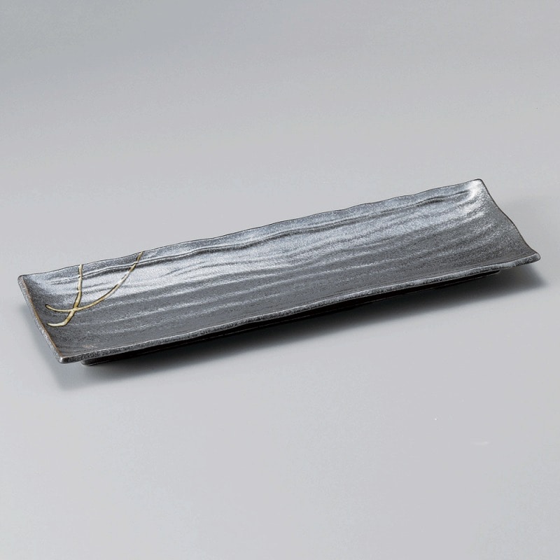 金正陶器 黒マット一珍木目長皿 1個(ご注文単位1個)【直送品】