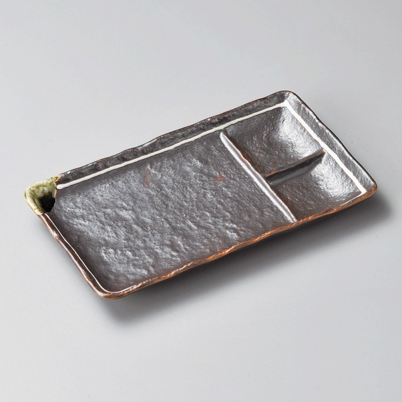 金正陶器 鉄釉一珍ライン串皿 1個(ご注文単位1個)【直送品】