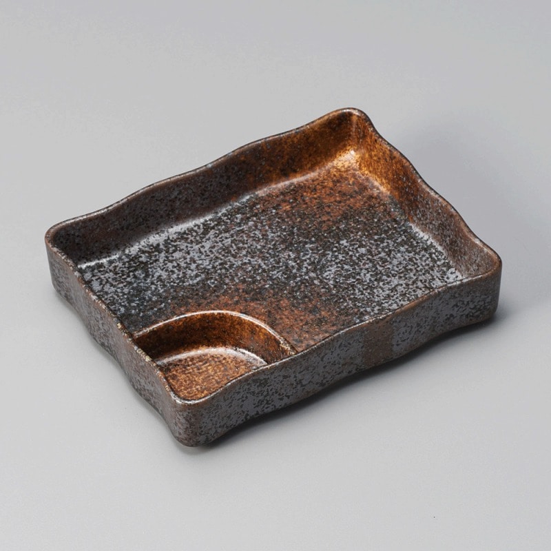 金正陶器 黒油滴長角仕切皿 1個(ご注文単位1個)【直送品】