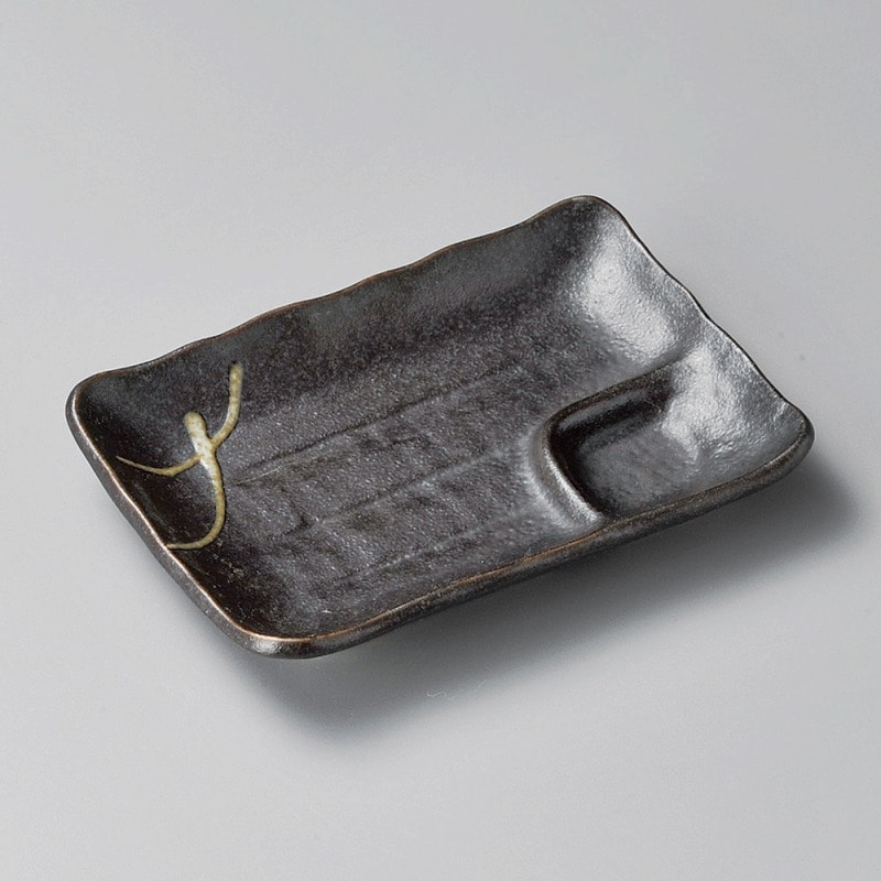 金正陶器 黒マット一珍6.0仕切皿 1個(ご注文単位1個)【直送品】