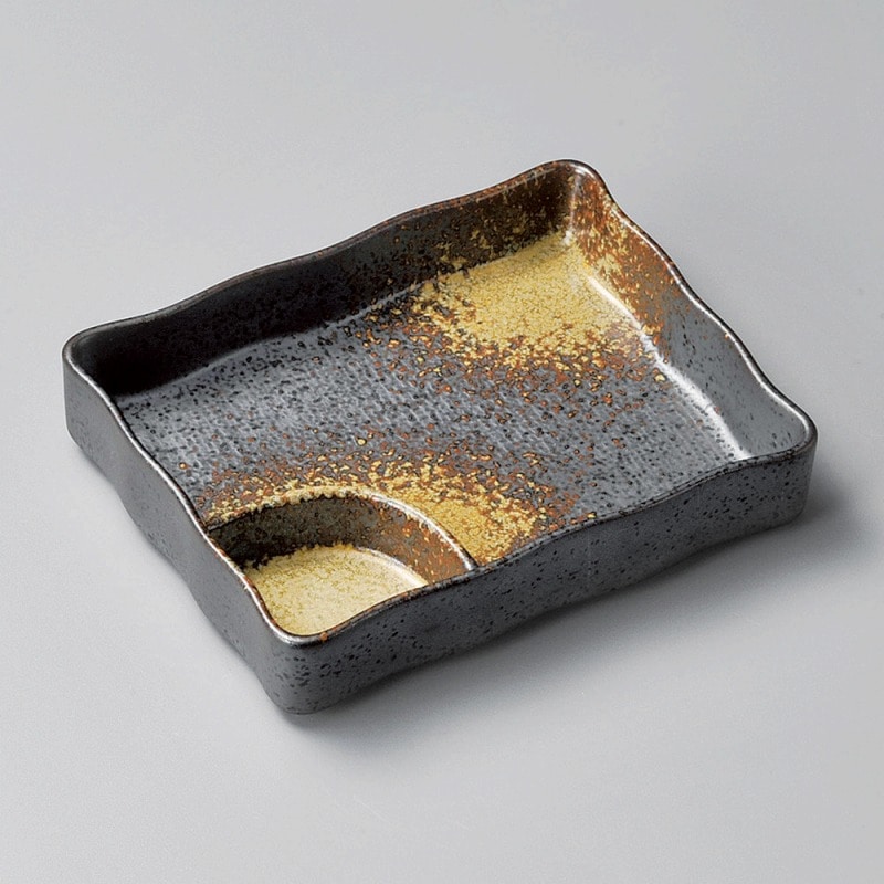 金正陶器 黒伊賀仕切皿 1個(ご注文単位1個)【直送品】