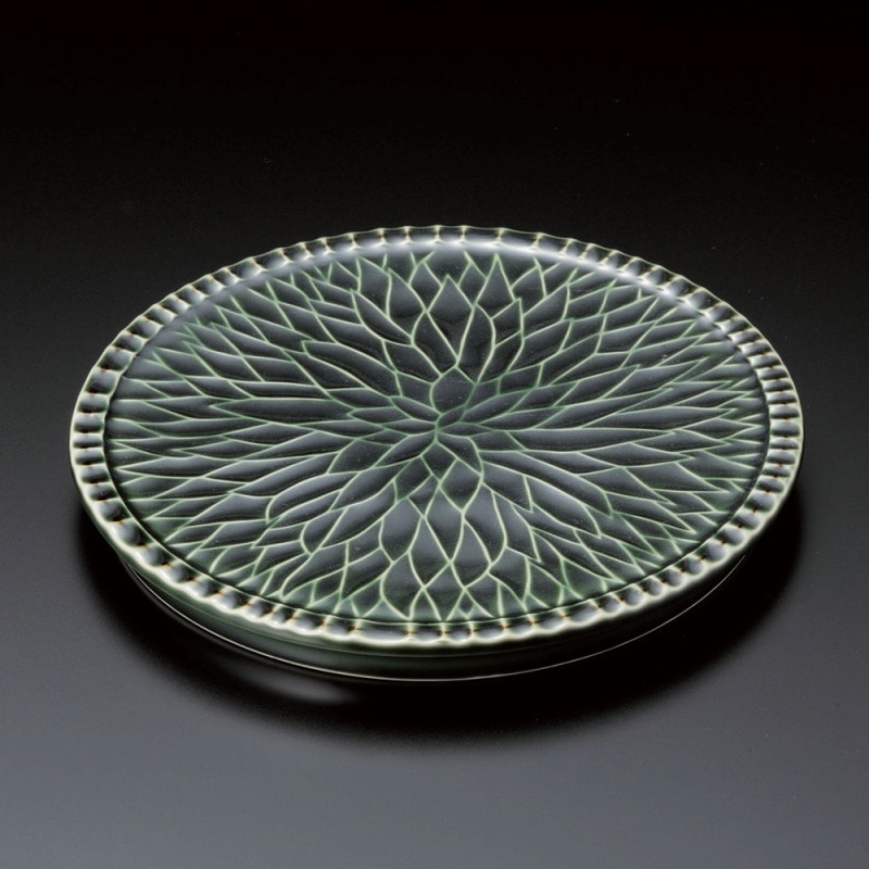 金正陶器 織部和紙ダリア彫皿 1個(ご注文単位1個)【直送品】