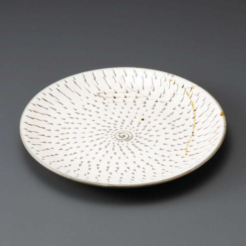 金正陶器 手彫り(飛びカンナ)7.0丸皿 1個(ご注文単位1個)【直送品】