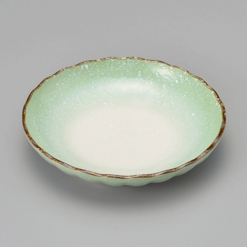 金正陶器 小雪緑菊型5.0皿 1個(ご注文単位1個)【直送品】