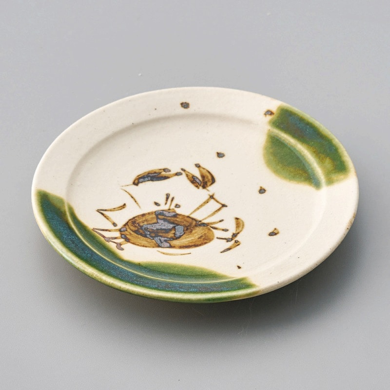 金正陶器 織部かに絵5.0丸皿 1個(ご注文単位1個)【直送品】