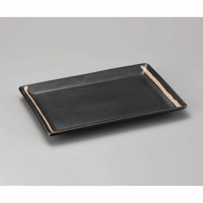 金正陶器 黒マット一本線長角尺二皿 1個(ご注文単位1個)【直送品】