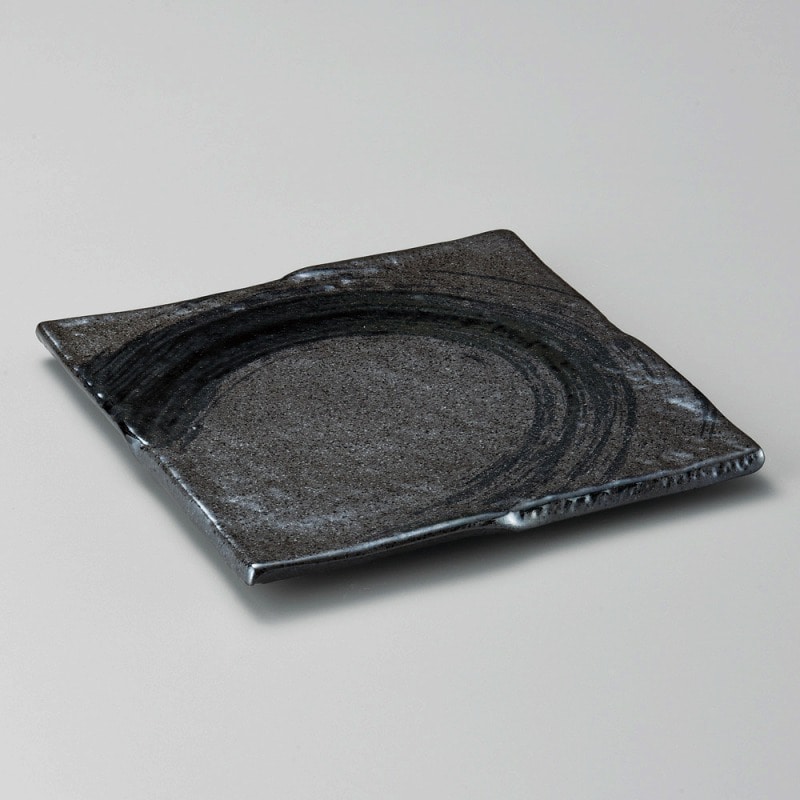 金正陶器 豪快・黒玄23cm正角皿 1個(ご注文単位1個)【直送品】