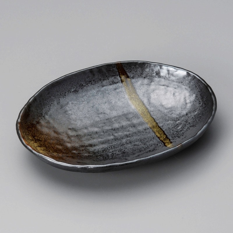 金正陶器 南蛮吹流し石目小判皿(大) 1個(ご注文単位1個)【直送品】