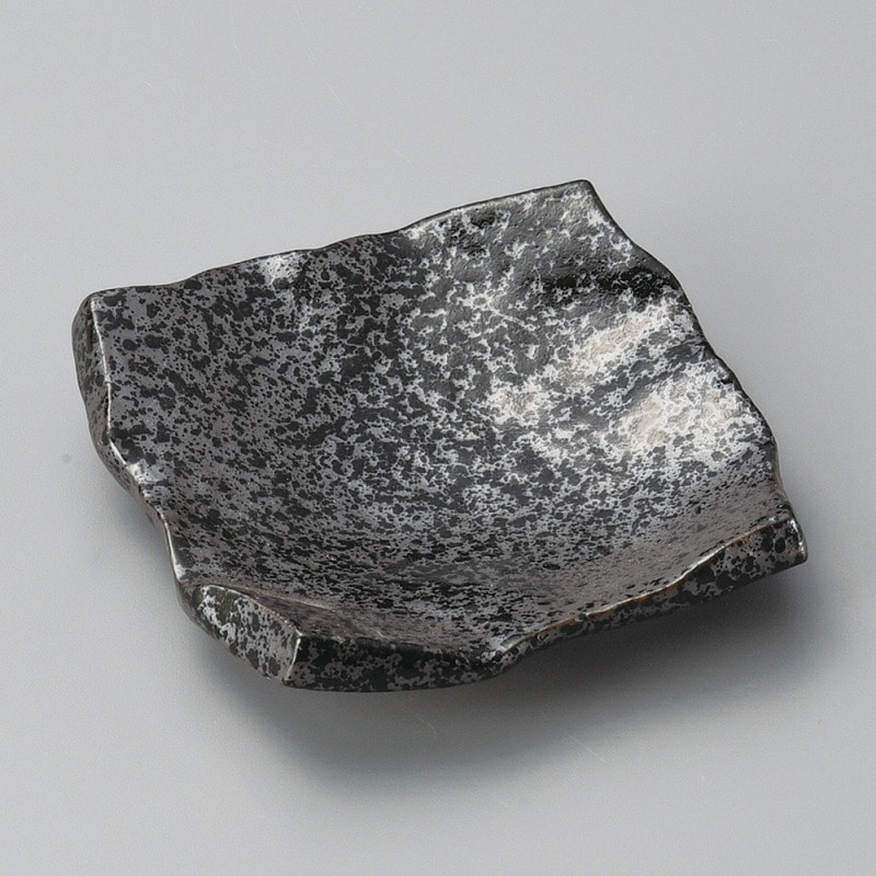金正陶器 黒吹ヒネリ角皿 1個(ご注文単位1個)【直送品】