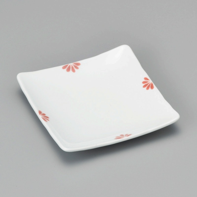金正陶器 小花(赤)正角銘々皿 1個(ご注文単位1個)【直送品】