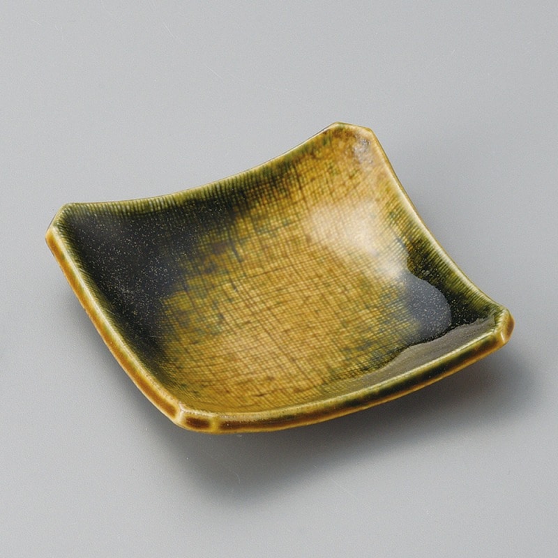 金正陶器 黄瀬戸正角4.0皿 1個(ご注文単位1個)【直送品】