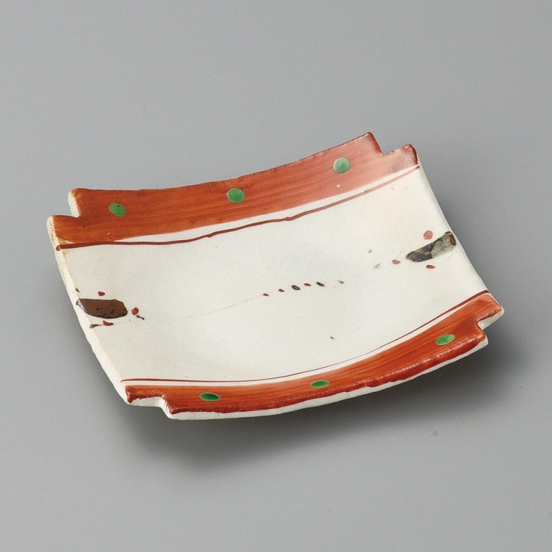 金正陶器 赤絵楽描隅切銘々皿 1個(ご注文単位1個)【直送品】