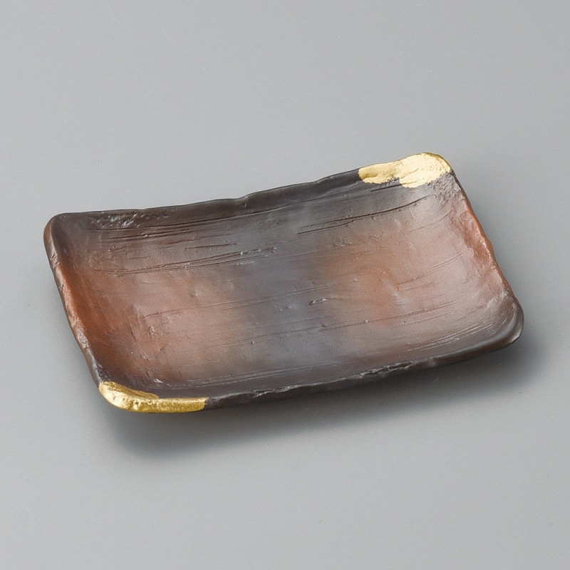 金正陶器 焼締金雲5.5長角皿 1個(ご注文単位1個)【直送品】