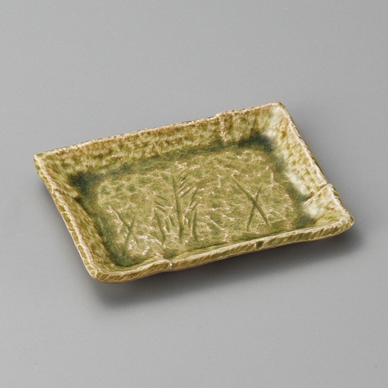 金正陶器 灰釉手彫芦長角銘々皿 1個(ご注文単位1個)【直送品】