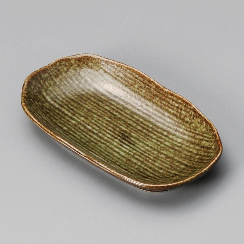 金正陶器 窯変織部線筋17cm取皿 1個(ご注文単位1個)【直送品】