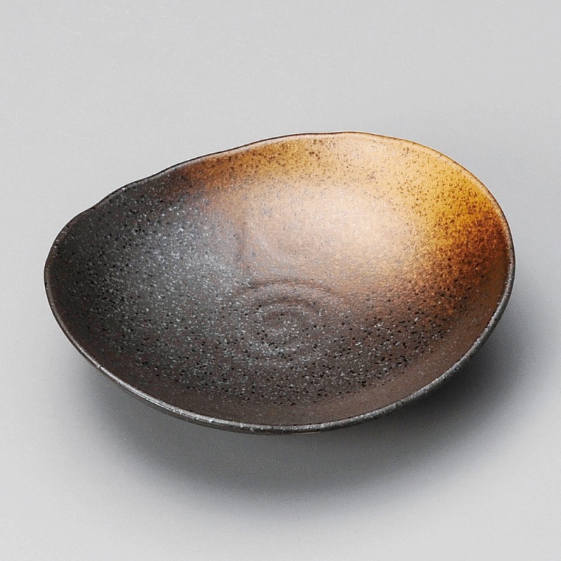 金正陶器 黒備前金茶吹 楕円皿(小) 1個(ご注文単位1個)【直送品】