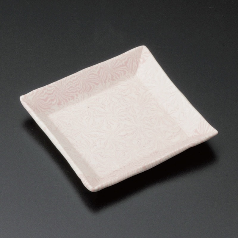 金正陶器 練り込みピンク更紗2.5角皿 1個(ご注文単位1個)【直送品】