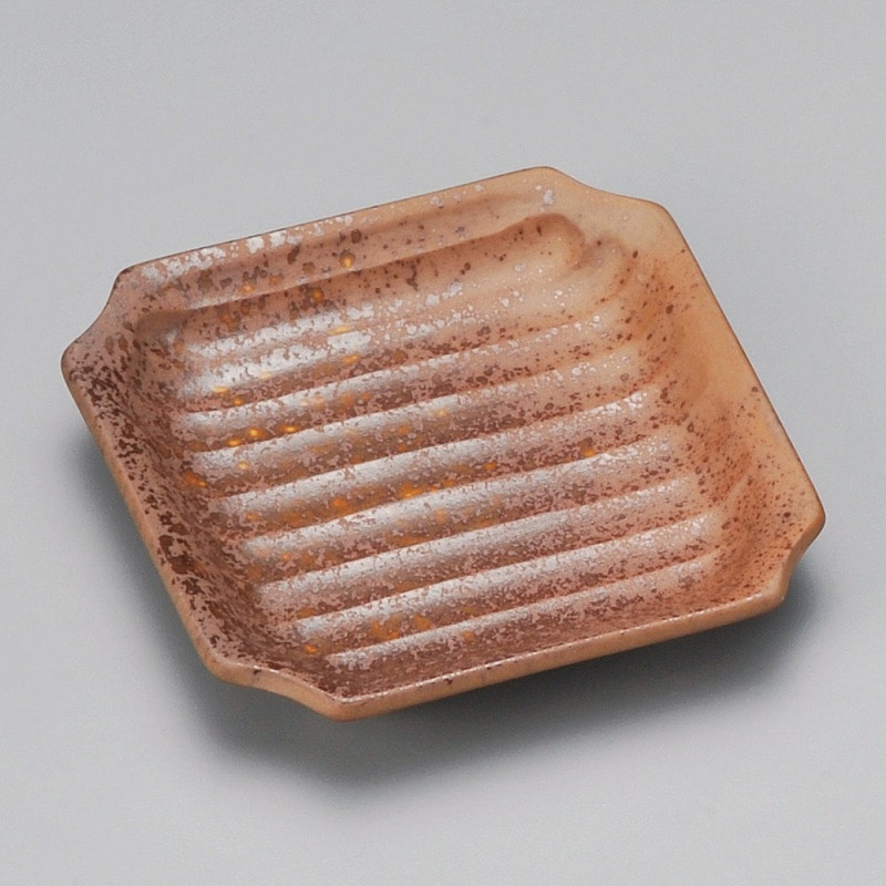 金正陶器 南蛮吹そぎ彫3.5正角皿 1個(ご注文単位1個)【直送品】