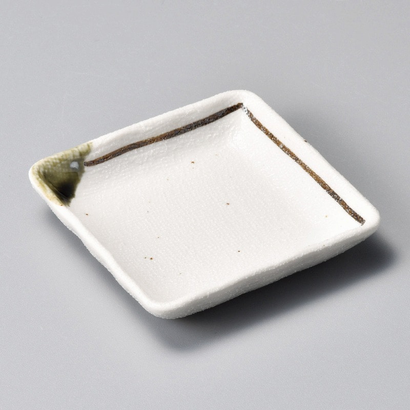 金正陶器 志野茶ライン正角小皿 1個(ご注文単位1個)【直送品】