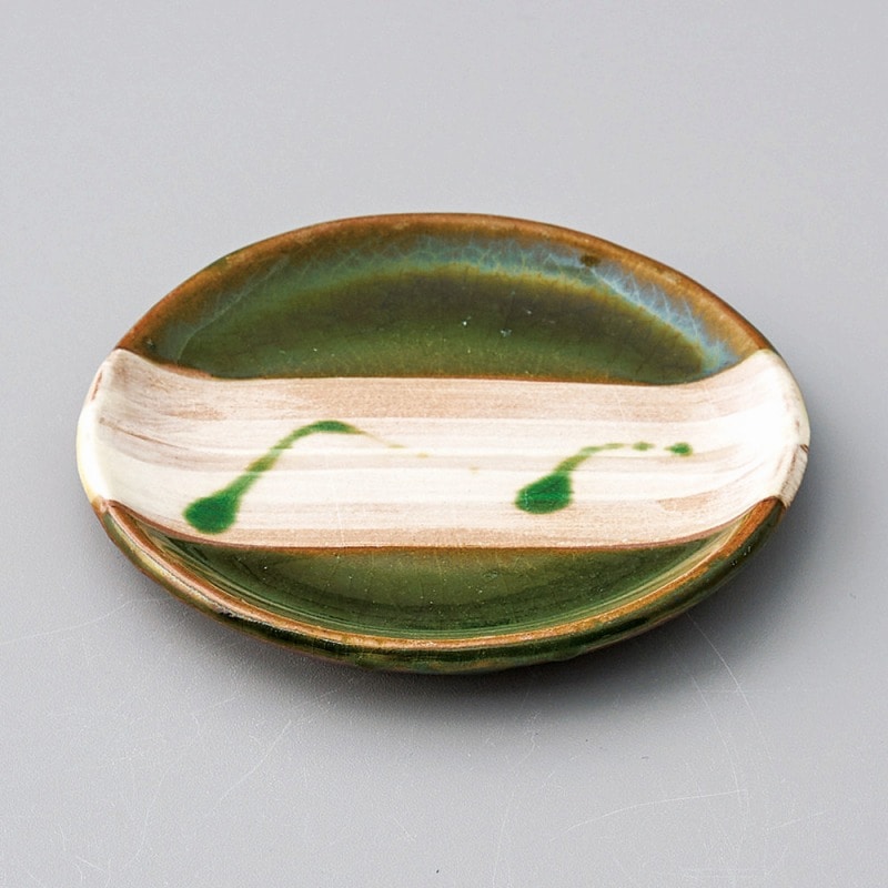 金正陶器 織部塗り分丸小皿 1個(ご注文単位1個)【直送品】
