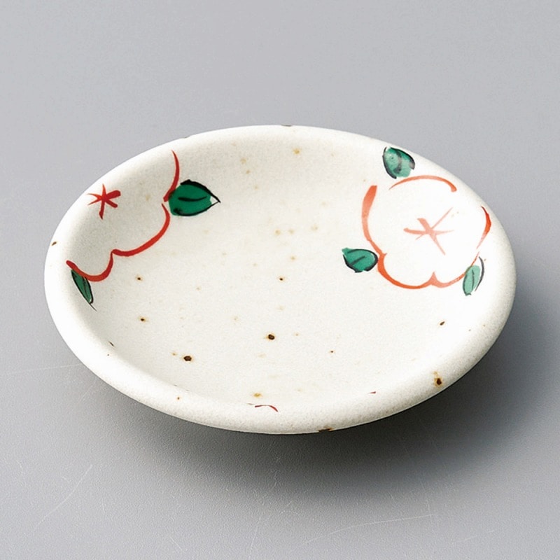 金正陶器 白イラボ赤絵花3.0玉渕皿 1個(ご注文単位1個)【直送品】