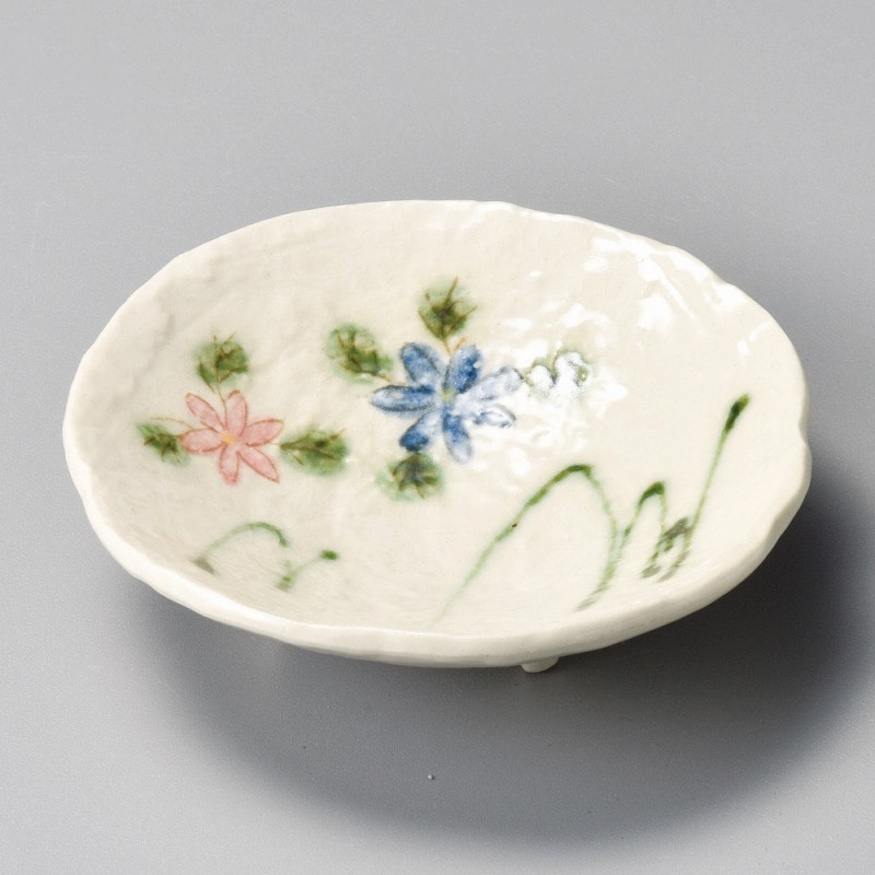 金正陶器 織部草花三ツ足小皿 1個(ご注文単位1個)【直送品】