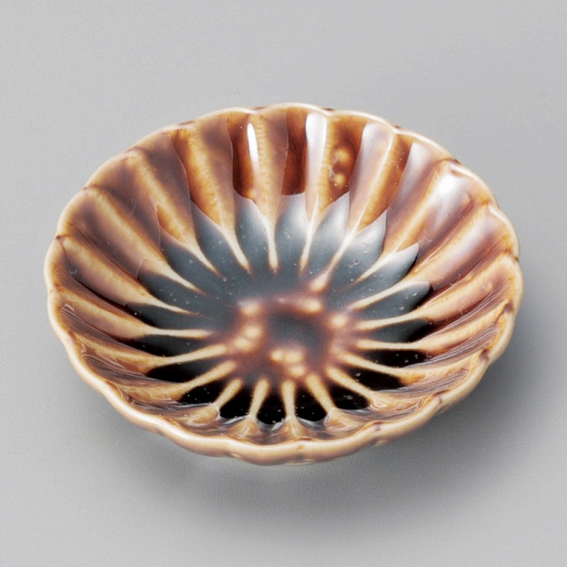 金正陶器 釉楽菊小皿 あめ茶 1個(ご注文単位1個)【直送品】
