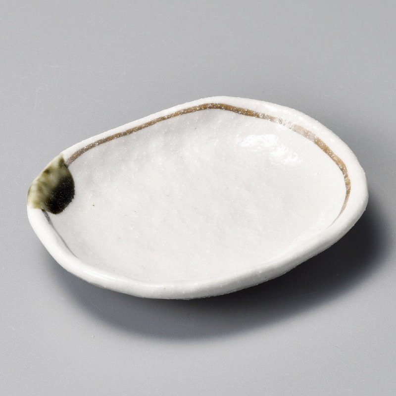 金正陶器 志野茶ライン小判小皿 1個(ご注文単位1個)【直送品】