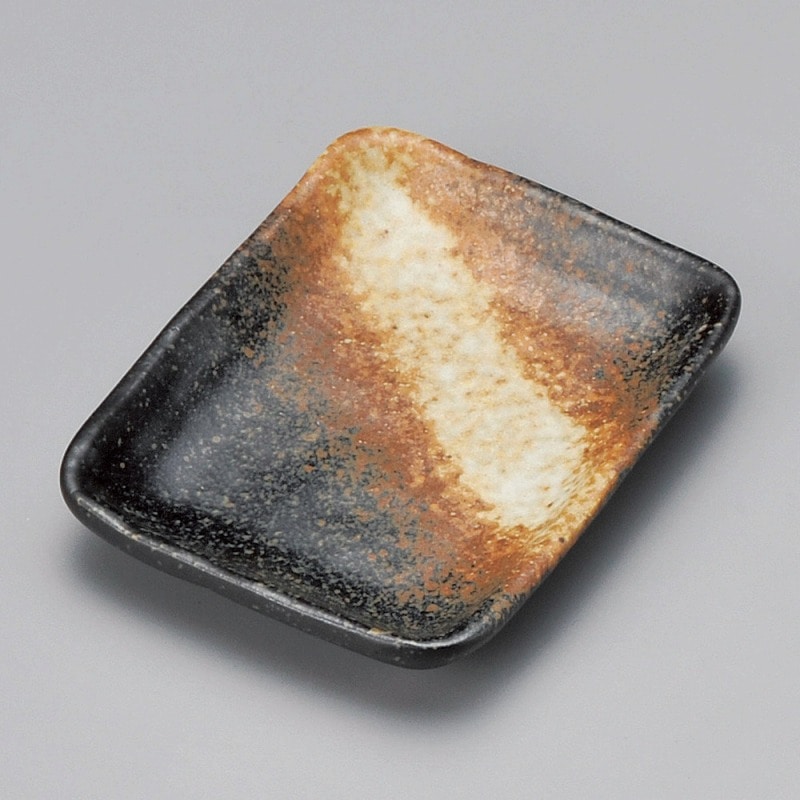 金正陶器 黒備前角小皿 1個(ご注文単位1個)【直送品】
