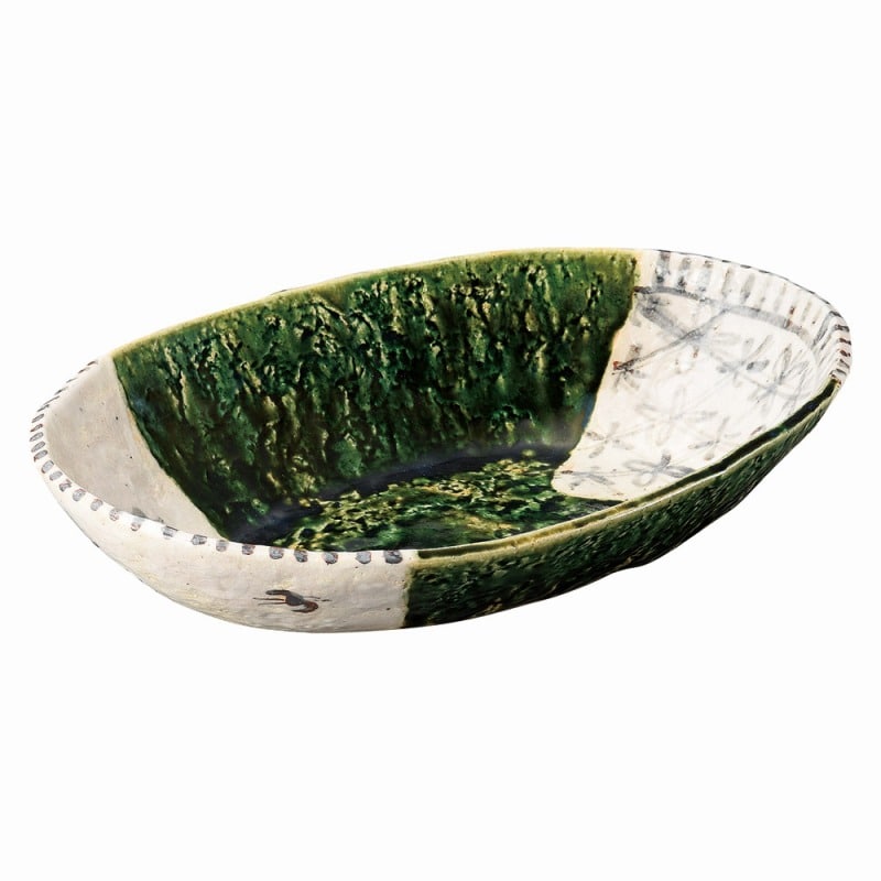 金正陶器 織部鉄絵タタラ尺二舟鉢 1個(ご注文単位1個)【直送品】