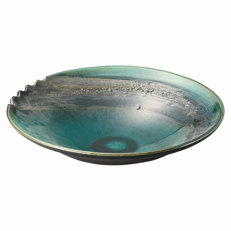 金正陶器 緑釉13.7皿鉢 1個(ご注文単位1個)【直送品】