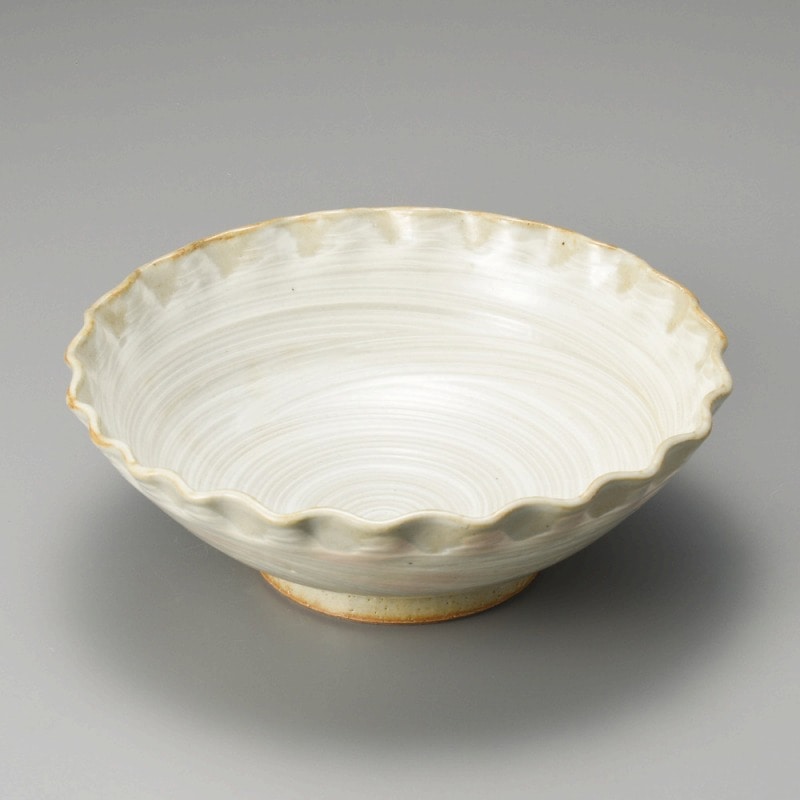 金正陶器 手造粉引刷毛目8.0波渕丼 1個(ご注文単位1個)【直送品】