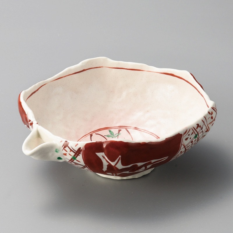 金正陶器 赤絵間取片口8.0盛鉢 1個(ご注文単位1個)【直送品】