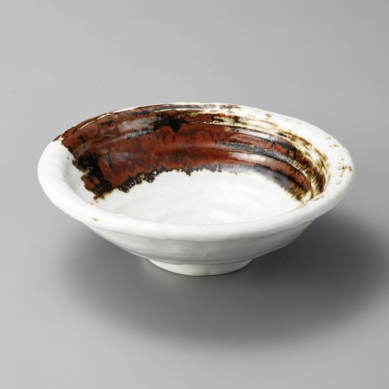 金正陶器 白茶刷毛たわみ鉢(大) 1個（ご注文単位1個）【直送品】