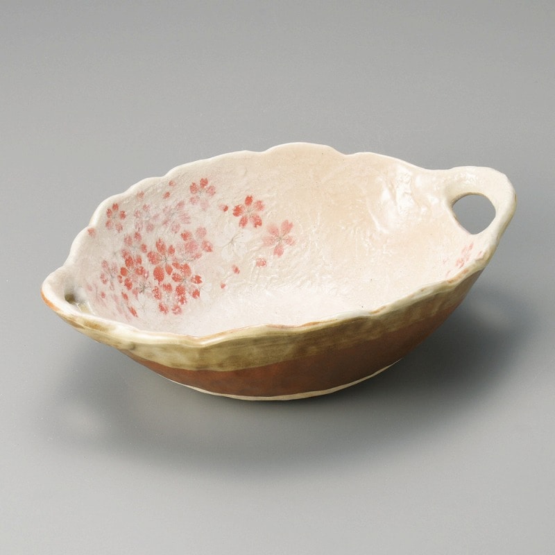 金正陶器 平安桜両手付鉢 1個(ご注文単位1個)【直送品】