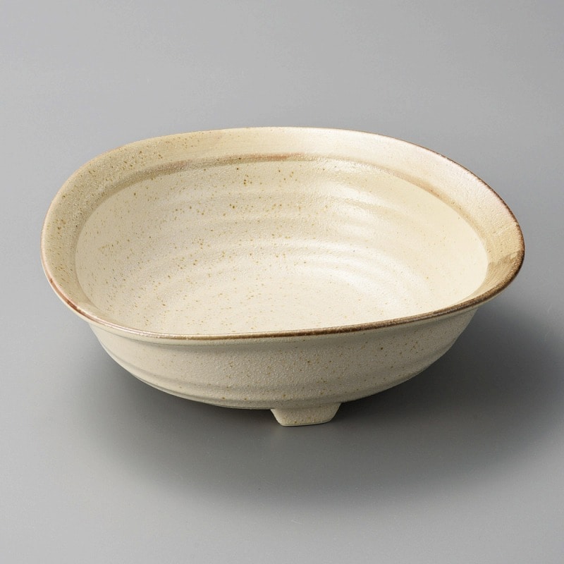 金正陶器 砂うのふ渕茶三ツ足変形大鉢 1個(ご注文単位1個)【直送品】
