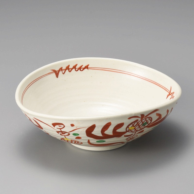 金正陶器 粉引赤絵たわみ鉢(大) 1個(ご注文単位1個)【直送品】