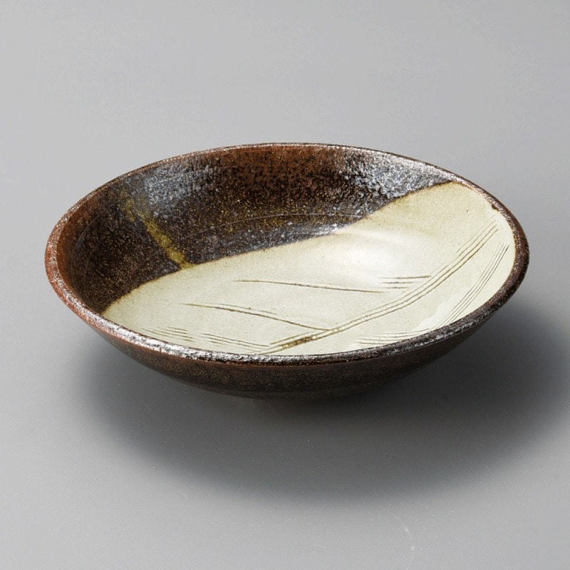 金正陶器 粉引クシ目7.0丸平鉢 1個(ご注文単位1個)【直送品】