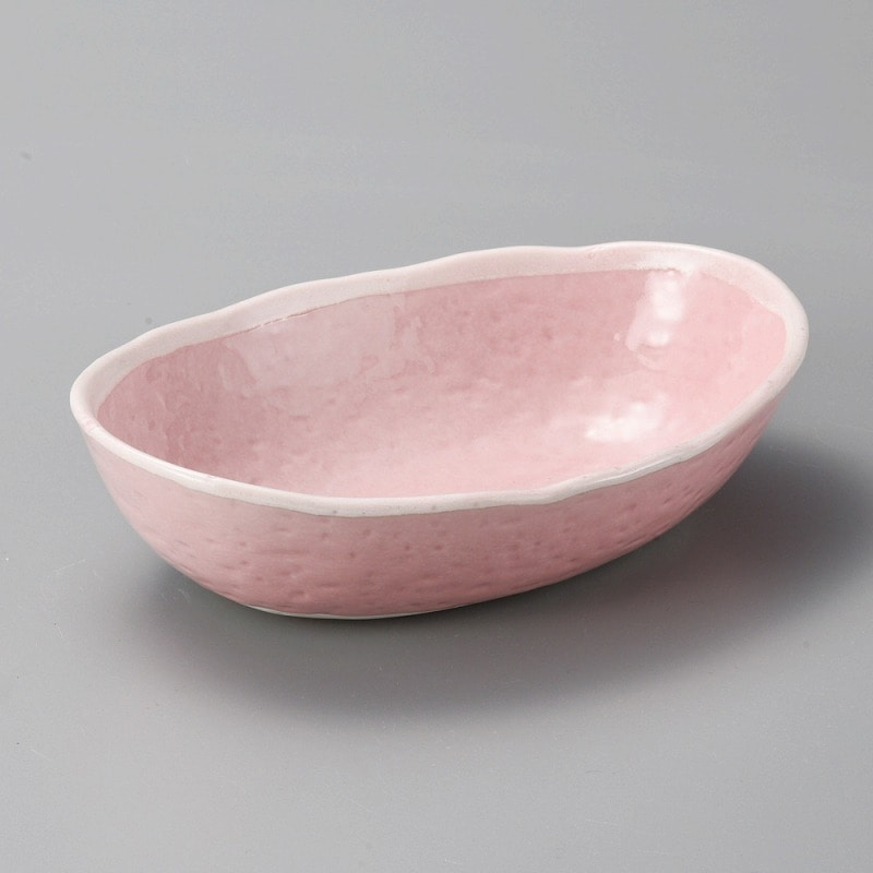 金正陶器 ピンク結晶楕円鉢(小) 1個(ご注文単位1個)【直送品】