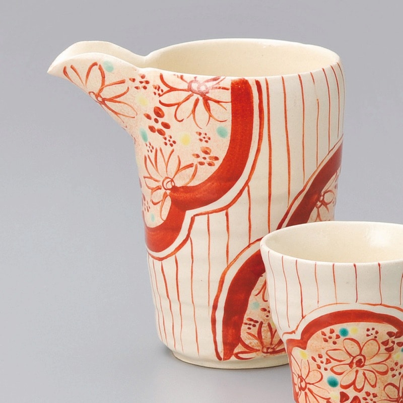 金正陶器 赤絵 小町筒形 酒器 1個(ご注文単位1個)【直送品】