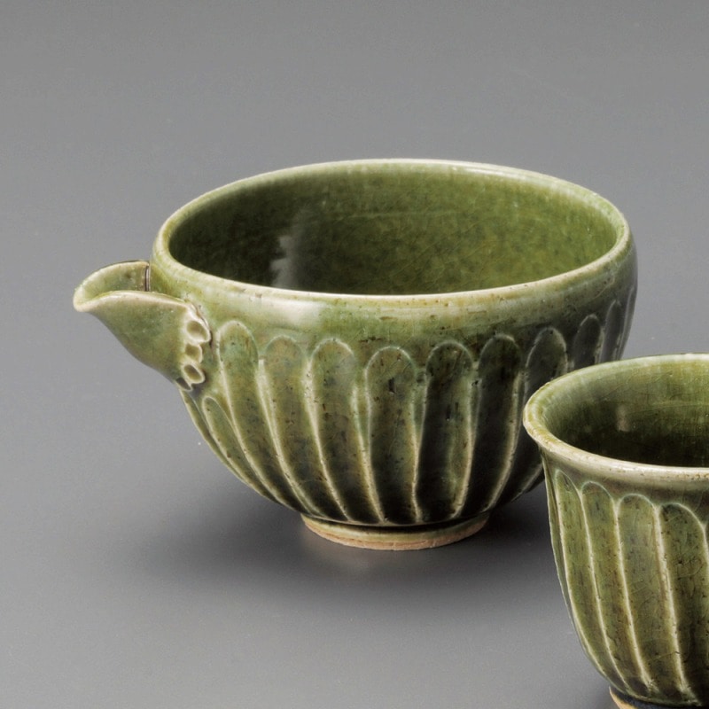 金正陶器 織部しのぎそそぎ器 1個(ご注文単位1個)【直送品】