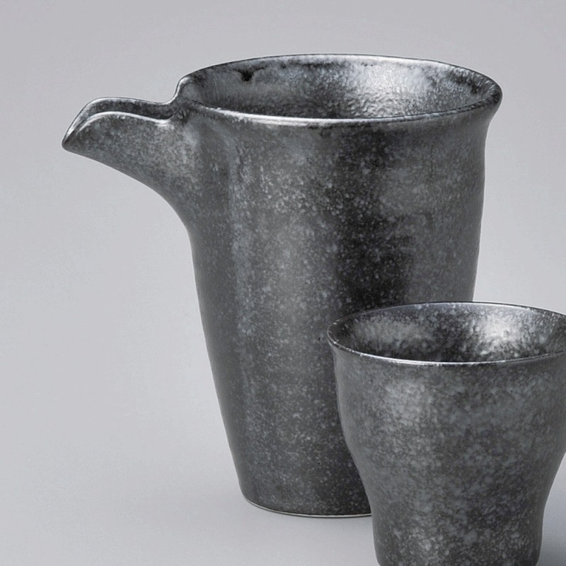 金正陶器 銀黒冷酒徳利 1個(ご注文単位1個)【直送品】