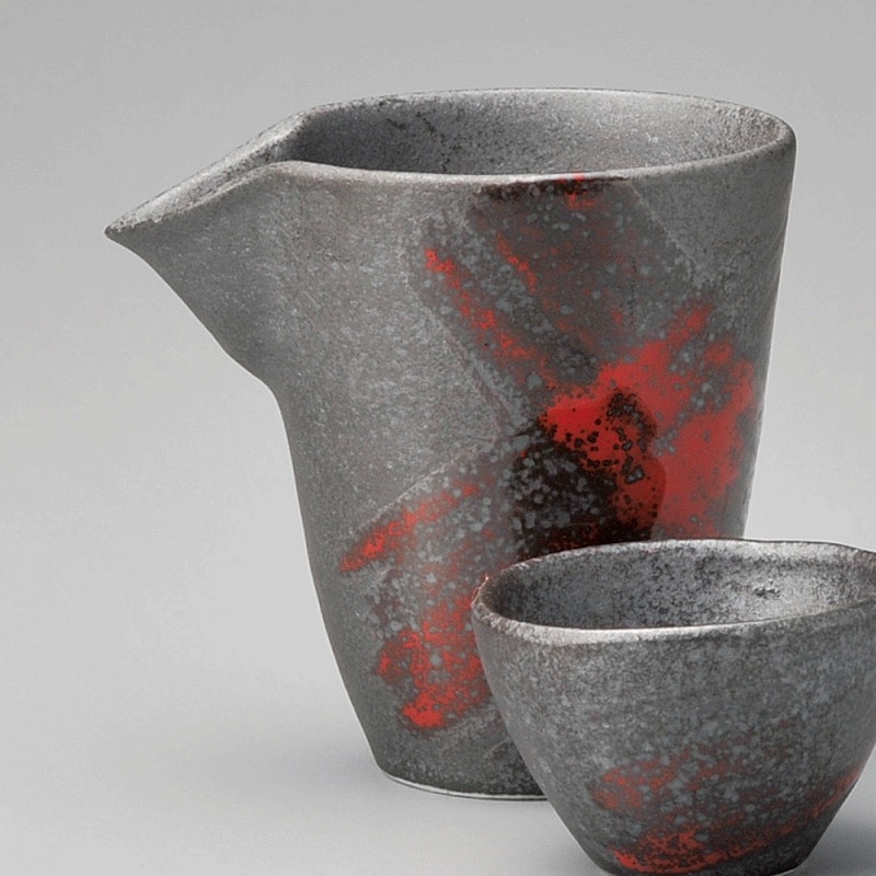 金正陶器 ブラストデリカ(赤)冷酒器 1個(ご注文単位1個)【直送品】