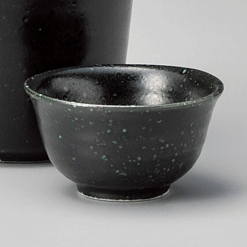 金正陶器 黒ガラスマットシェイプぐい呑 1個(ご注文単位1個)【直送品】